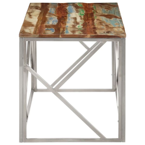 vidaXL Kavos staliukas, sidabrinis, plienas ir perdirbta mediena