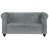 vidaXL Dvivietė chesterfield sofa, pilkos spalvos, tikra oda