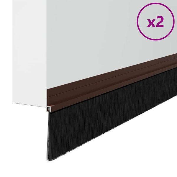 vidaXL Savarankiškai klijuojami durų šepetėlių sandarikliai 2 pcs Ruda