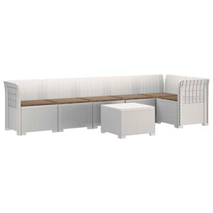 vidaXL 6-vietė Sodo Sofa Su Pagalvėlėmis Rataniniu I&scaron;vaizdu PP Balta
