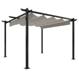 vidaXL Sodo pavėsinė su įtraukiamu stogu, kreminės spalvos, 3x3m