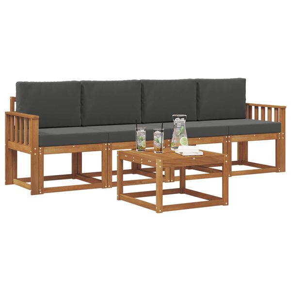 vidaXL Lauko sofos komplektas su pagalve 5 pcs Natūralus ir antracitas