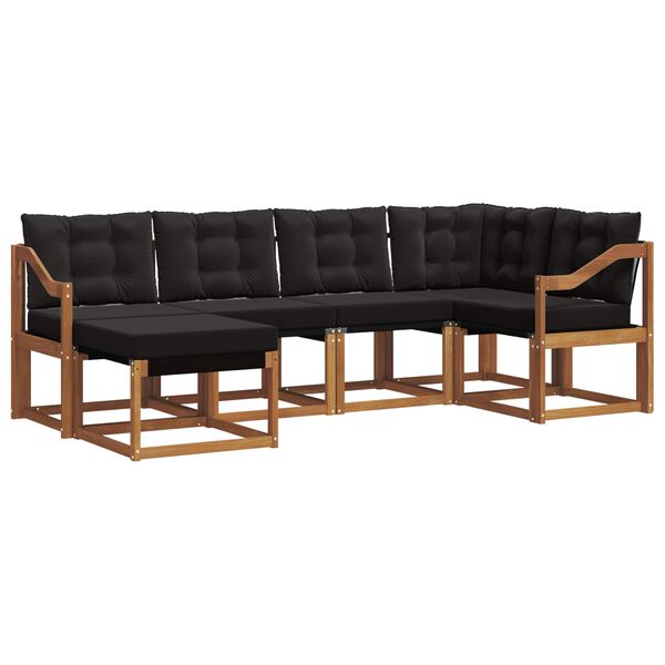 vidaXL Lauko sofos komplektas su pagalve 6 pcs Natūrali ir juoda