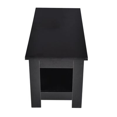 vidaXL Kavos staliukas, medinis, 2 aukštų, juodas