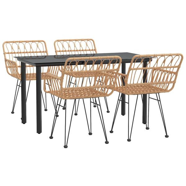 vidaXL Sodo valgomojo baldų komplektas, 5 dalių, poliratanas