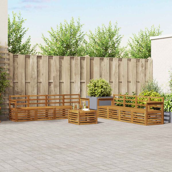 vidaXL Sofų komplektai 9 pcs Natūrali Kietos akacijos mediena