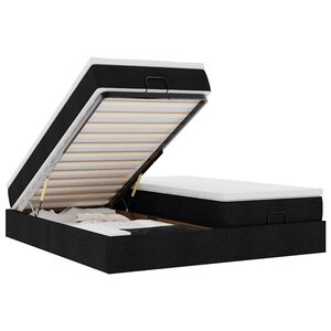 vidaXL Osmanų lovos rėmas su čiužiniais, juodas, 160x200cm, audinys