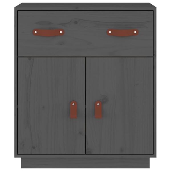 vidaXL Šoninė spintelė, pilka, 65,5x40x75cm, pušies medienos masyvas