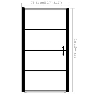 vidaXL Dušo durys, 81x195cm, juodos spalvos, grūdintas stiklas