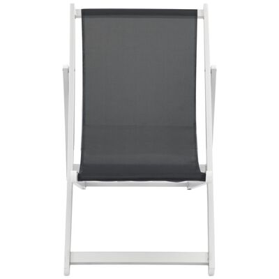 vidaXL Sulankst. paplūd. kėdės, 2vnt., juodos sp., alium. ir tekstil.
