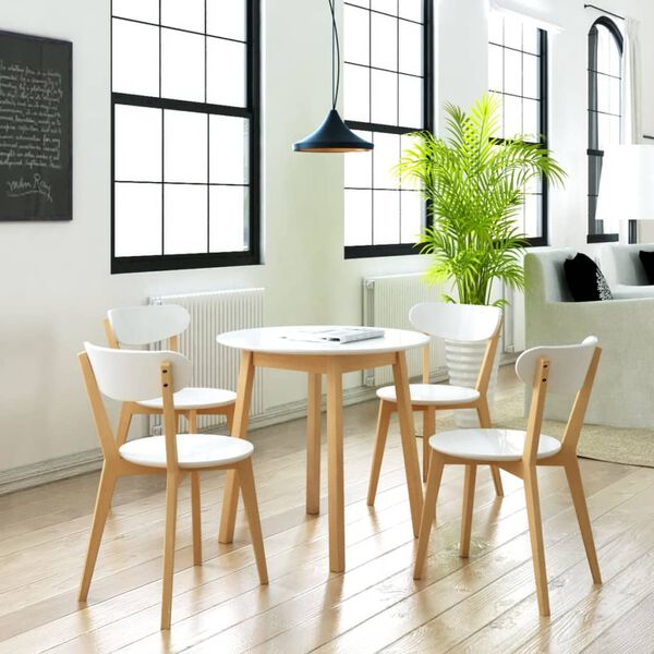 vidaXL Penkių Dalių Valgomojo Baldų Komplektas, MDF ir Beržo Mediena