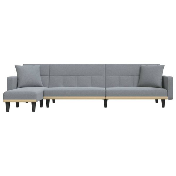vidaXL L formos sofa-lova, &scaron;viesiai pilka, 275x140x70cm, audinys