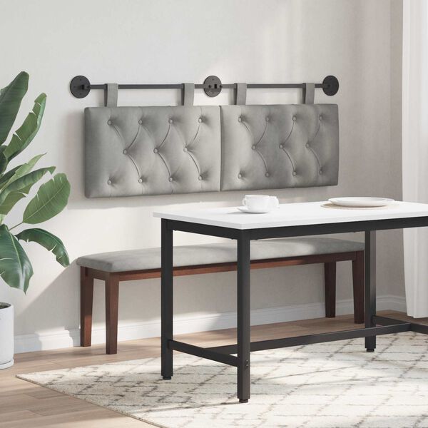 vidaXL Kabantysis galvūgalis &Scaron;viesiai pilka 130 x 55 x 7 cm Aksomas