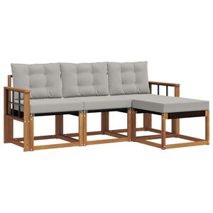 vidaXL Lauko sofos komplektas 4 pcs Natūrali ir &scaron;viesiai pilka