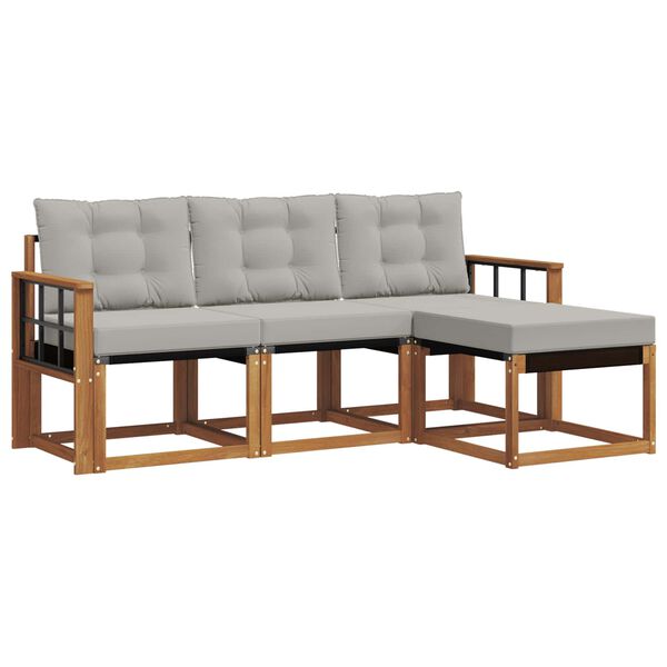 vidaXL Lauko sofos komplektas 4 pcs Natūrali ir &scaron;viesiai pilka