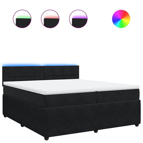 vidaXL Lova su spyruoklėmis ir čiužiniu, juoda, 200x200 cm, aksomas