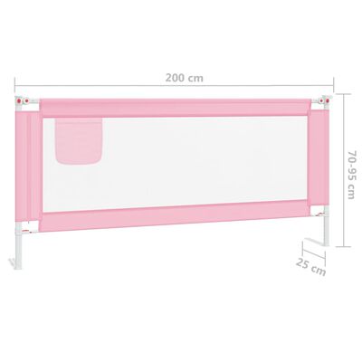 vidaXL Apsauginis turėklas vaiko lovai, rožinis, 200x25cm, audinys