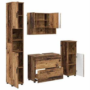 vidaXL Vonios baldų rinkinys su stalčių 4 pcs Senovinis medis