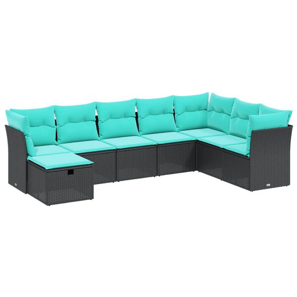 vidaXL Sodo komplektas su pagalvėlėmis, 8 dalių, rudas, poliratanas