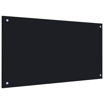 vidaXL Virtuvės sienelė, juodos spalvos, 90x50cm, grūdintas stiklas