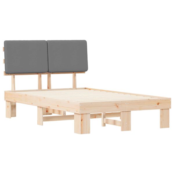 vidaXL Lovo rėmas su apmu&scaron;tu galvūgaliu &Scaron;viesiai pilka 120 x 200 cm