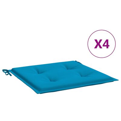 vidaXL Sodo kėdės pagalvėlės, 4vnt., mėlynos, 40x40x3cm, audinys