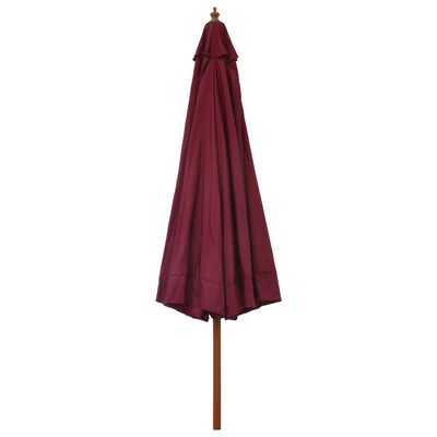 vidaXL Lauko skėtis su mediniu stulpu, vyšninės spalvos, 330cm