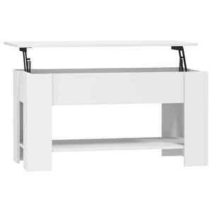 vidaXL Kavos staliukas, baltas, 101x49x52cm, apdirbta mediena