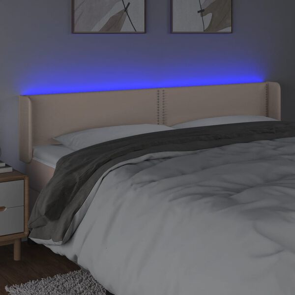 vidaXL Galvūgalis su LED,kapučino spalvos, 203x16x78/88cm