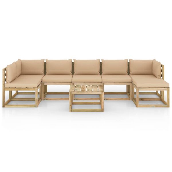 vidaXL Sodo komplektas su pagalvėlėmis, 8 dalių, impregnuota pu&scaron;is