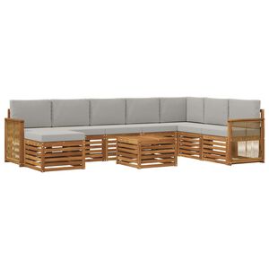 vidaXL Lauko sofos komplektas 7 pcs Natūrali ir &scaron;viesiai pilka
