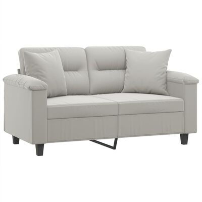 vidaXL Dvivietė sofa su pagalvėmis, pilka, 120cm, mikropluošto audinys