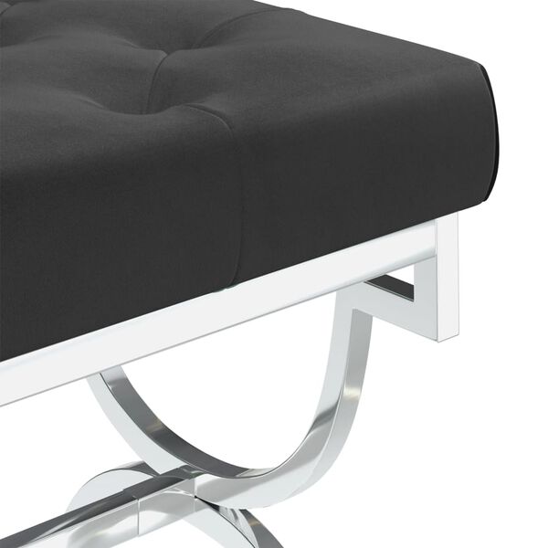 vidaXL Suoliukas, juodas, 99cm, aksomas ir nerūdijantis plienas