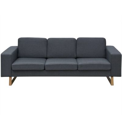 vidaXL trivietė medžiaginė sofa, tamsiai pilkos spalvos