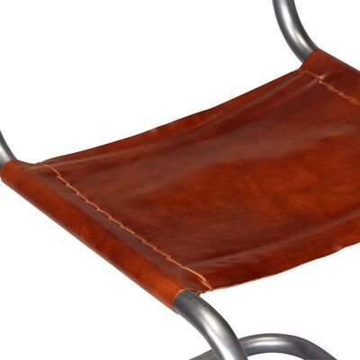 vidaXL Valgomojo kėdės, 6vnt., rudos, tikra oda