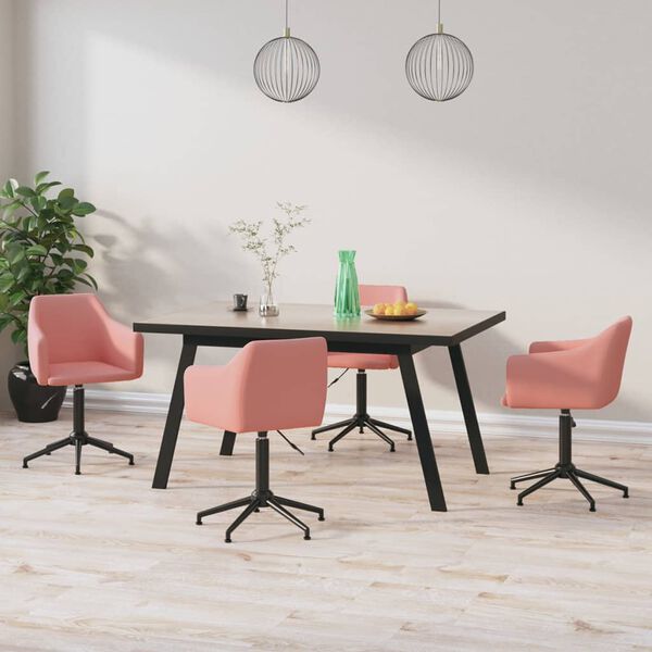 vidaXL Pasukamos valgomojo kėdės, 4vnt., rožinės spalvos, aksomas