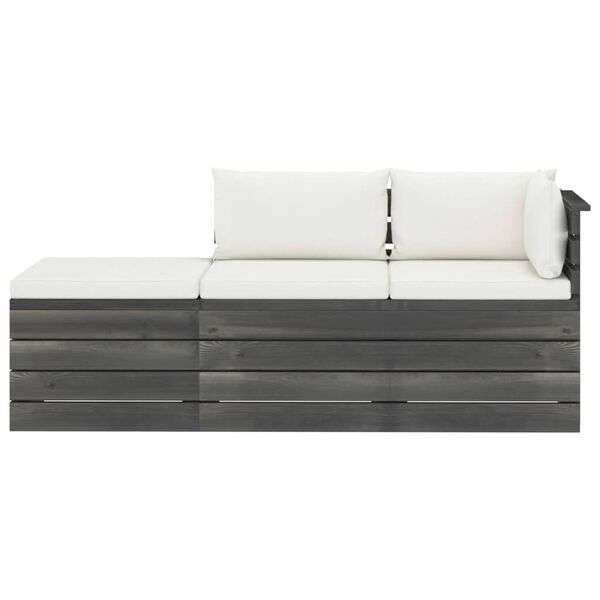 vidaXL Sodo komplektas i&scaron; palečių su pagalvėlėmis, 3 dalių, pu&scaron;is