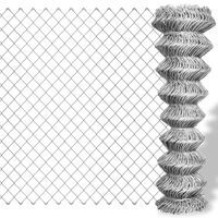 vidaXL Tinklinė tvora, sidabro sp., 15x0,8m, cinkuotas plienas
