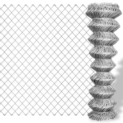 vidaXL Tinklinė tvora, sidabro sp., 15x0,8m, cinkuotas plienas