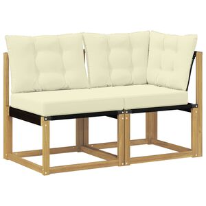 vidaXL Lauko vidurinė ir kampinė sofa su pagalve 2 Vienetas Balta