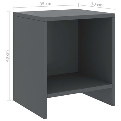 vidaXL Naktinė spintelė, tamsiai pilka, 35x30x40cm, pušies masyvas