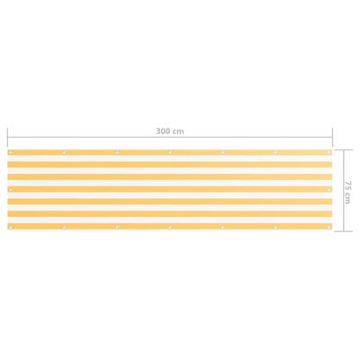 vidaXL Balkono pertvara, balta ir geltona, 75x300cm, oksfordo audinys