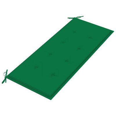 vidaXL Batavia suoliukas su žalia pagalve, 120cm, tikmedžio masyvas