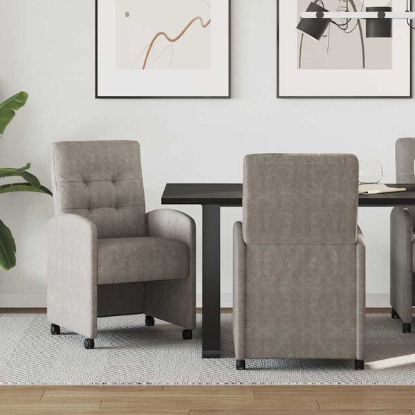 vidaXL Valgomojo Kėdės su Ratukais 2 pcs Pilka 57 x 67 x 98 cm