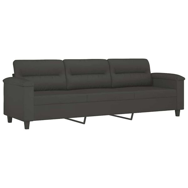 vidaXL Trivietė sofa su pakoja, tamsiai pilka, 210cm, audinys