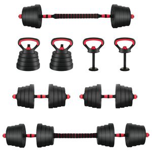 vidaXL 4-in-1 svorių rinkinys: hantelis, &scaron;tanga, kestutis 30 kg