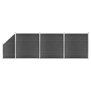 vidaXL Tvoros segmentų rinkinys, juodos spalvos, 619x(105-186)cm, WPC