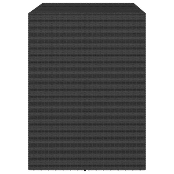 vidaXL Stalas su stikliniu stalvir&scaron;iu, juodas, 105x80x110cm, ratanas