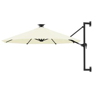 vidaXL Prie sienos montuojamas sodo skėtis su LED, smėlio, 300cm