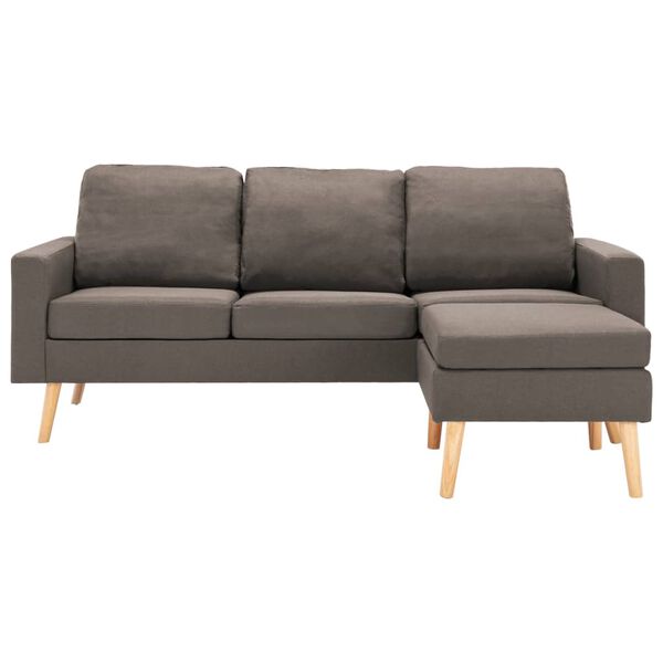 vidaXL Trivietė sofa su pakoja, taupe spalvos, audinys
